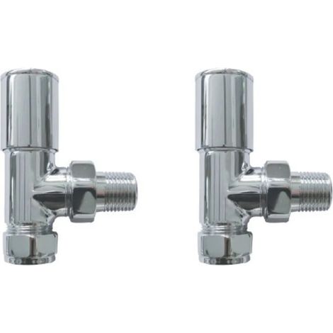 Angled Radiator Heated Towel Rail Valves Minimalist Price Per Pair Chrome