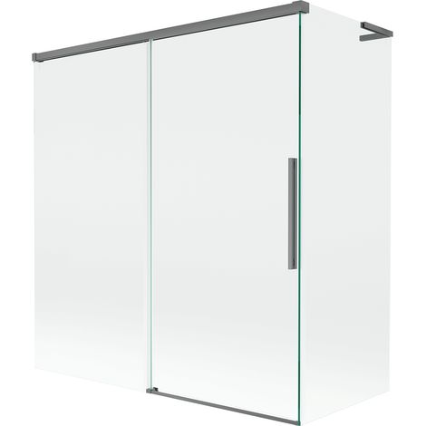 Paroi de baignoire coulissante à 2 volets Mexen Rox L 150 + 70 x 150 cm, transparent, gun metal - 8C9L-150-070-95-00