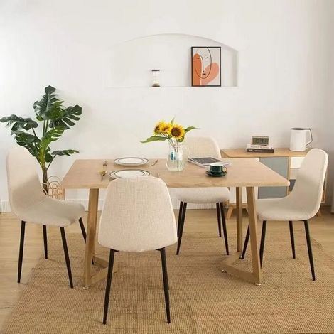 Lot de 6 Housse de Chaise de Salle à Manger Scandinaves Style Nordique Couverture Revêtement de Chaise Extensible pour Cuisine