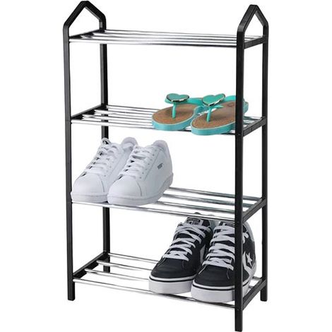 STORAGE zapatero metal 4 estantes 41,5x18,5x58,5 cm , Zapatero metal 4 estantes 41,5x18,5x58,5 cmMarca:StorageEste zapatero de 4 niveles en elegante negro ofrece amplio esp