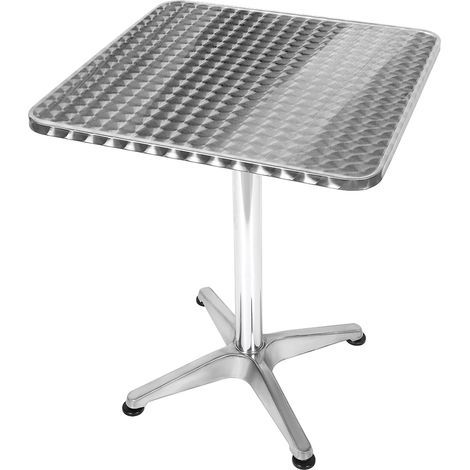 Mesa de comedor cuadrada de acero inoxidable ajustable en altura