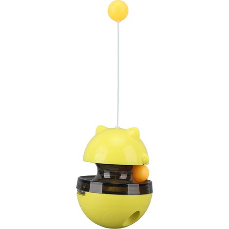 Katzenleckerli-Spender Spielzeug, interaktiver Ball, Kätzchen-Puzzle, Futterspielzeug, gelb (1/5)