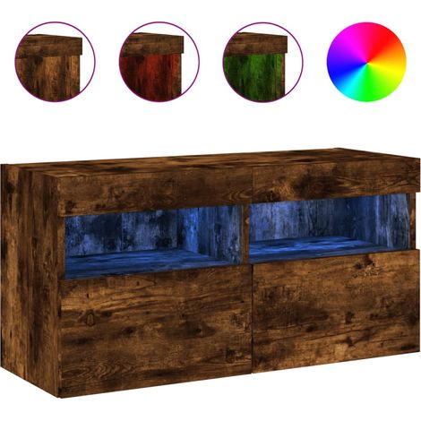 Maison Exclusive - TV-Wandschrank mit LED-Leuchten Räuchereiche 8 (1/5)