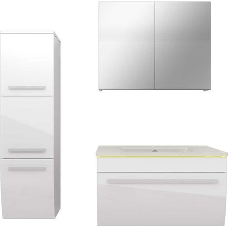 Badmöbel Set Gently 3 V2-L Weiß Badezimmermöbel Badspiegel Waschtisch 70 cm ohne LED-Beleuchtung (1/5)