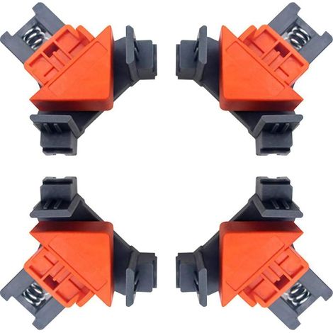 Serre-joints d'angle 4 pcs réglables 90 degrés multifonction à ressort pince coin pour menuiserie soudure perçage fabrication meubles