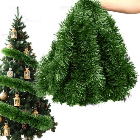 Guirlande de Noël verte - 15 m - Guirlande de sapin artificiel pour décoration de Noël - Pour l'extérieur et l'intérieur (15 m) (1/5)