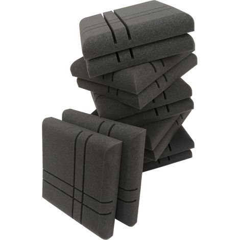 Lot de 12 panneaux en mousse de traitement haute densité à structure croisée, insonorisants et isolants phoniques pour la décoration murale, 30 x 30 x 5 cm, noir. (1/5)