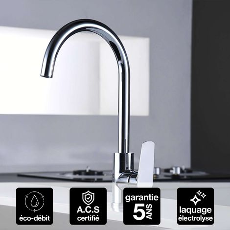 Robinet Mitigeur de Cuisine anti-calcaire avec Douche anti-calcairette Chrome IMEX BELGICA GCZ044 (1/4)