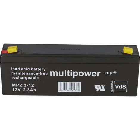Multipower Blei-Akku MP2,3-12 Pb 12V 2,3Ah VdS G107033, Faston 4,8 (1/4)