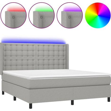 Maison Exclusive - Letto a Molle Materasso e LED Grigio Chiaro 180x200 cm Tessuto (1/5)