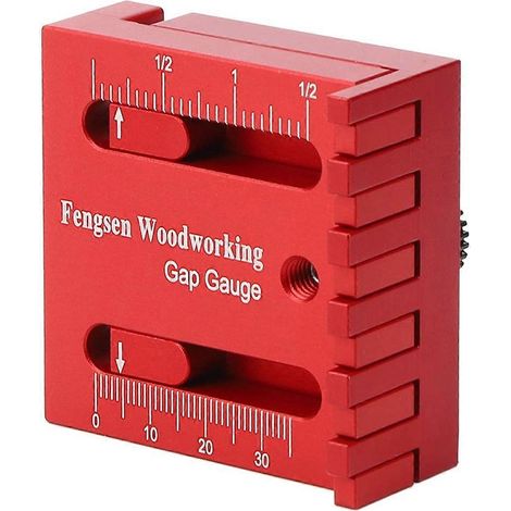 Spaltlehre für Holzbearbeitung, rotes gezahntes Tiefenmesslineal (1/5)