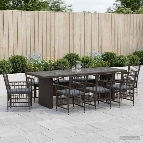 vidaXL Juego de comedor para exteriores 9 uds. Negro ratán sintético (1/5)