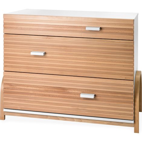 Waldin Infinity Cómoda Bebé 3 Cajones, Haya Maciza, Soft Close, Blanco (1/5)