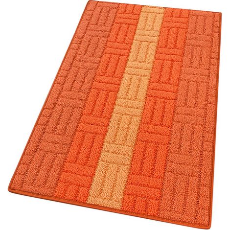 Tapis de Cuisine Tissage 3D Bordé Absorbant Antidérapant En Différentes Tailles Orange - 50x80 cm (1/4)