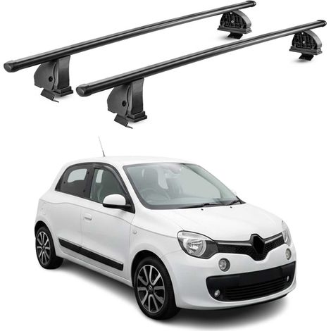 OMAC Stahl Dachträger Querträger Renault Twingo III 2014-2024 – TÜV / DIN 75302:2019 – Abschließbar – Max. 75 kg – 2 Stangen – Schwarz (1/5)