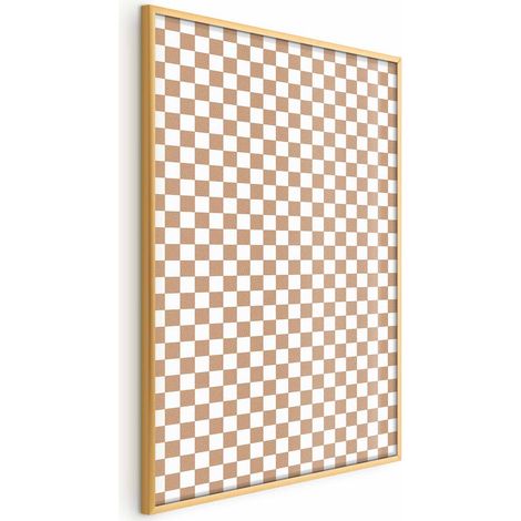 Poster - Geometria e marroni - un motivo a scacchiera in tonalità neutre (1/4)