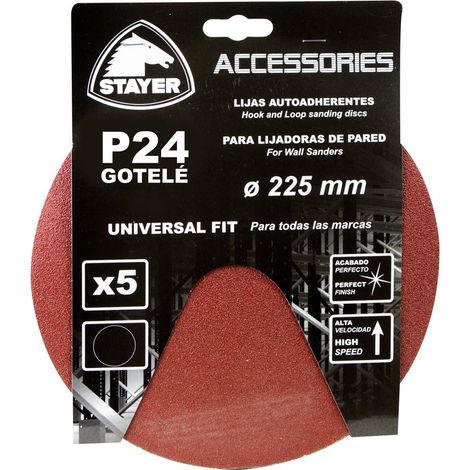 DISCO LIJA GOT 225MM VELCRO P/LIJAD GR 24 STAYER 5 PZ (1/4)