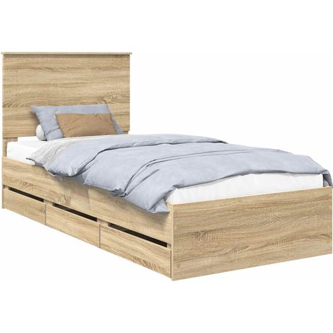 Maison Exclusive - Struttura del letto con cassetto Rovere Sonoma 75 x 190 cm (1/5)