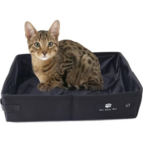 Faltbare, tragbare Katzentoilette aus 600D Oxford-Gewebe, wasserdicht und verstärkt für Katzen bis 15 kg, für Reisen und Camping (1/5)