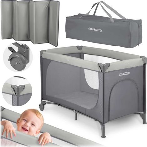 Lettino da viaggio 125 x 65 x 78 cm RK-240 grigio chiaro