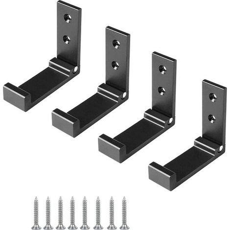 4 Pièces (Noir) Crochet de Suspension Mural en Alliage D'aluminium Patères Pliables à 90 ° avec vis pour Armoire de Porte Murale Cuisine Salle de Bain Bureau Mural Vestiaire Salle de Bain (1/4)
