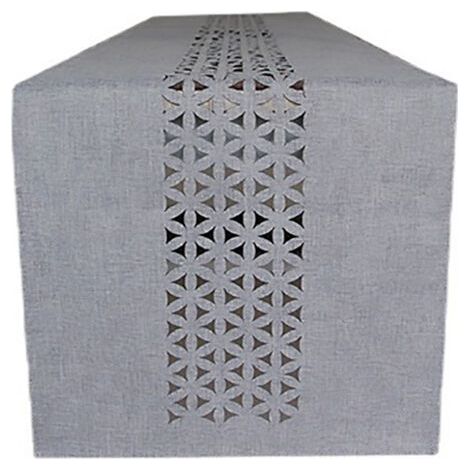 Chemin de table à découpes perforées à angle plat - une seule couche, gris clair - 35 x 183 cm (1/5)