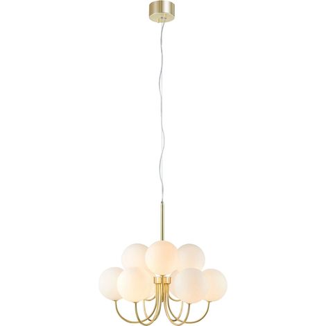 Markslojd BIANCO Suspension de plafond à plusieurs bras Globe Globe en verre 9 lumière or, blanc (1/3)