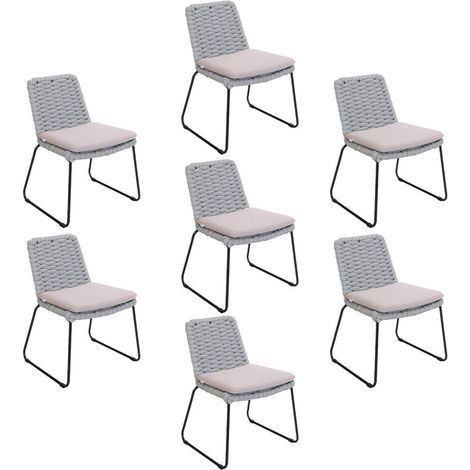 Home Deluxe Sedia da giardino in vimini grigio chiaro BALERO - set da 10 (1/5)