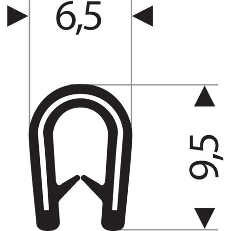Protezione a bordo flessibile rotondo. Grigio bianco. 6,5x9,5 mm. Zona di serraggio 1.0-2,0 mm. 10m Fortis (di 10)