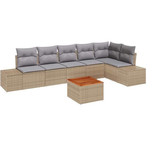 Maison Exclusive - Gartensofa-set 7 pcs Beige und Hellgrau Poly-R