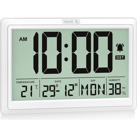 Digitale Wanduhr – 1 Stück – HD-LCD – Weck- und Schlummerfunktion – Für Zuhause und Büro – 19,4 x 10,4 cm (1/5)