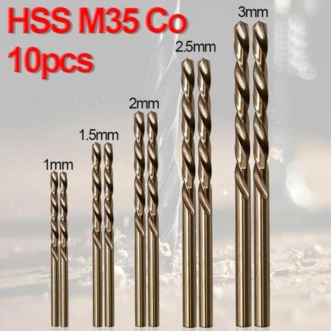 Irovami Jeu de 10 forets HSS revêtus de titane, de 1 à 3 mm (1/5)