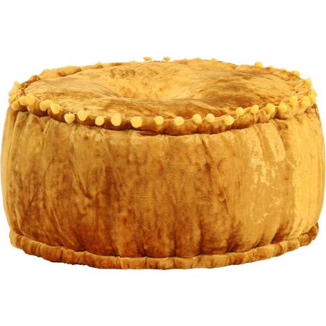 vidaXL Pouf Rond Velours 40x20 cm Moutarde (1/4)
