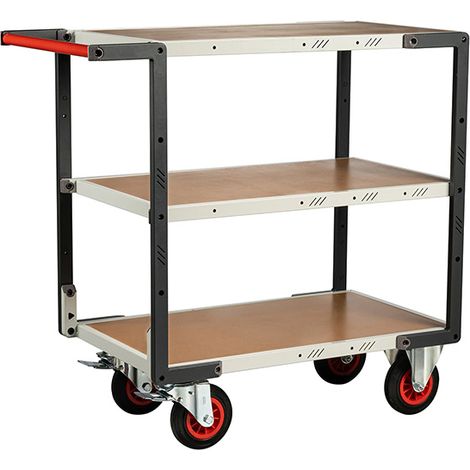 Carrello da officina a 3 ripiani in MDF 850x495 mm - 1 maniglia - 400 kg - Ruote in gomma Ø 160 mm - 884721234 (1/3)