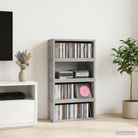 vidaXL Soporte para CDs 4 uds. Sonoma gris 40 x 17 x 17 cm (1/5)