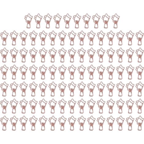 100 pièces Attaches Cute en Forme d'Étoile, Forte Force de Serrage, Agrafes Métalliques Solides pour Bureau, Comptabilité, Tickets, Rose Doré (1/5)