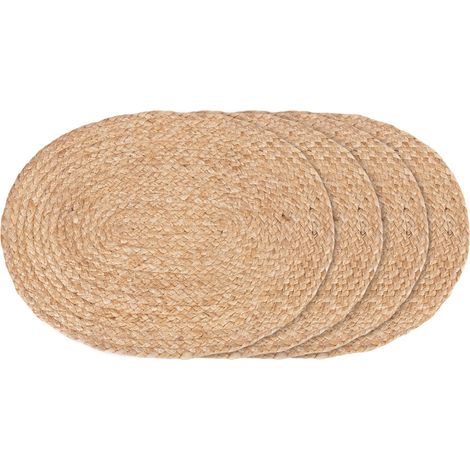 Set 4 tovagliette Bombay in juta naturale intrecciata ovale 35x45 cm