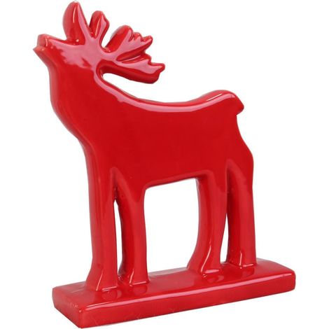 Renna natalizia in ceramica rossa - Statuetta decorativa
