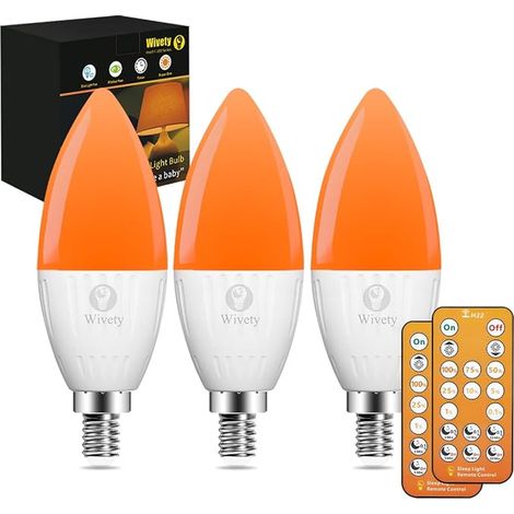 LED Ampoule E14 de Sommeil avec Télécommande, Ampoule Ambre sans Lumiere Bleue 1600K, 5W Pour la Chambre de Bébé, la Chambre à Coucher (1/3)