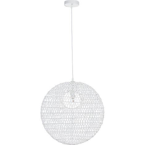 Lampadario "Pending" bianco in acciaio e carta -h51 (1/4)