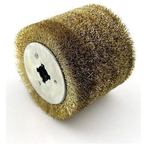 Runde Nylonbürste, Schleifbürste aus Nylon, 1 Stück Edelstahl-Metallbürstenscheibe für Holz, Lackpolier- und Schleifscheibe, 120 x 120 x 110 mm (Körnung: Grob, 0,3 mm Draht) (1/4)