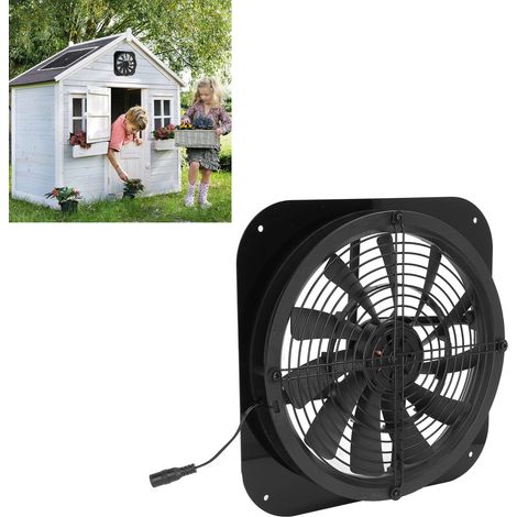 Un ventilateur d'extraction de 9,8 pouces pour le raccordement de panneaux solaires un ventilateur d'extraction rond adapté aux petits poulaillers, serres, abris de jardin, niches pour animaux et à l (1/5)
