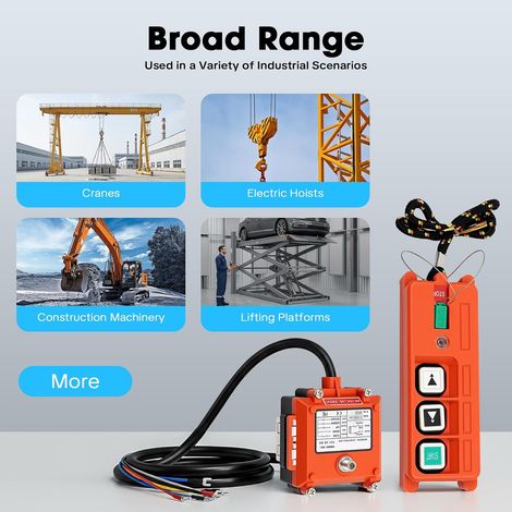 220V Industrielle Drahtlose Kran Fernbedienung Funkfernbedienung für Seilwinden/Hoist/Seilhebezug 100m Reichweite, ohne Batterie für Elektrohebezüge, Hydraulikgeräte und Windenaufzüge (1/5)