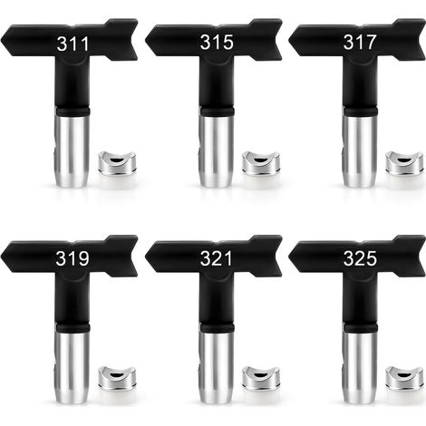 Lot de 6 pièces Buse d'embout pulvérisation de Peinture De Airless Haute Pression réversibles, pour Maisons, Jardins, terrasses (311,315,317, 319,321,325) (1/5)
