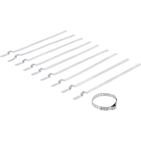 JEU DE COLLIERS POUR SOUFFLET D'ESSIEU ACIER INOXYDABLE 7 MM 20 - 50 MM 10 PIÈCES BGS 70327