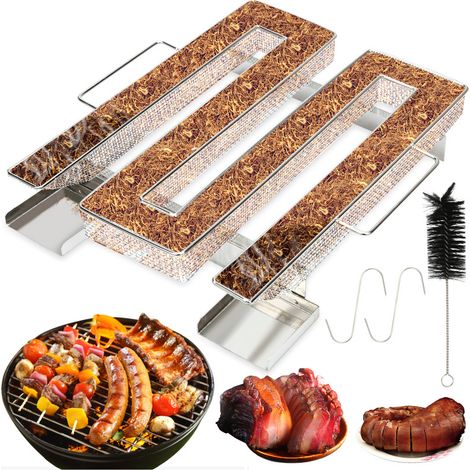 SWANEW Generatore di fumo freddo 22,5 17,5 4,5 cm Cestello in rete per barbecue affumicato in acciaio inossidabile a forma di M (Argento) (1/5)