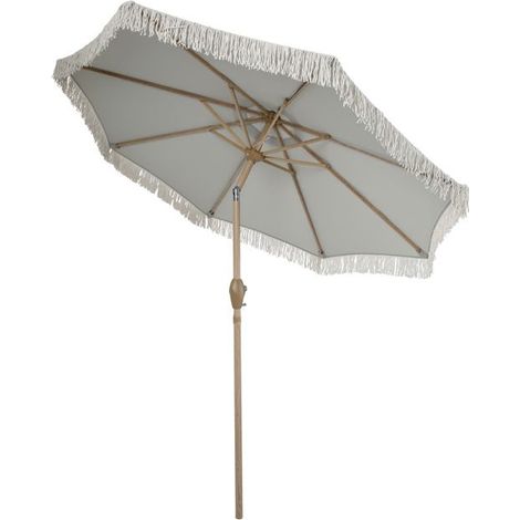 Parasol - JUANIO - à franges - Beige - Ø230 cm - H240 cm (1/4)