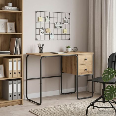 vidaXL Escritorio con almacenamiento Roble artisan 100 x 50 x 75 cm (1/5)