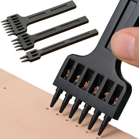 Juego de 3 herramientas para perforar cuero: kit de bricolaje para correas de reloj, cinturones, lienzo y papel (1/5)
