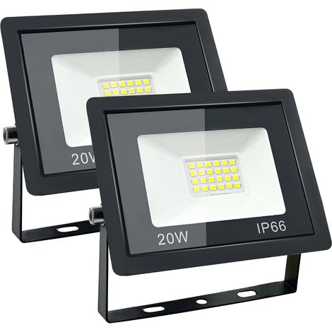 20W Projecteur LED Extérieur, IP66 Etanche Spot LED Extérieur, Éclairage Mural 6500K Blanc Froid, pour Jardin, Terrasse, Garage, Entrée (2Pcs) (1/5)